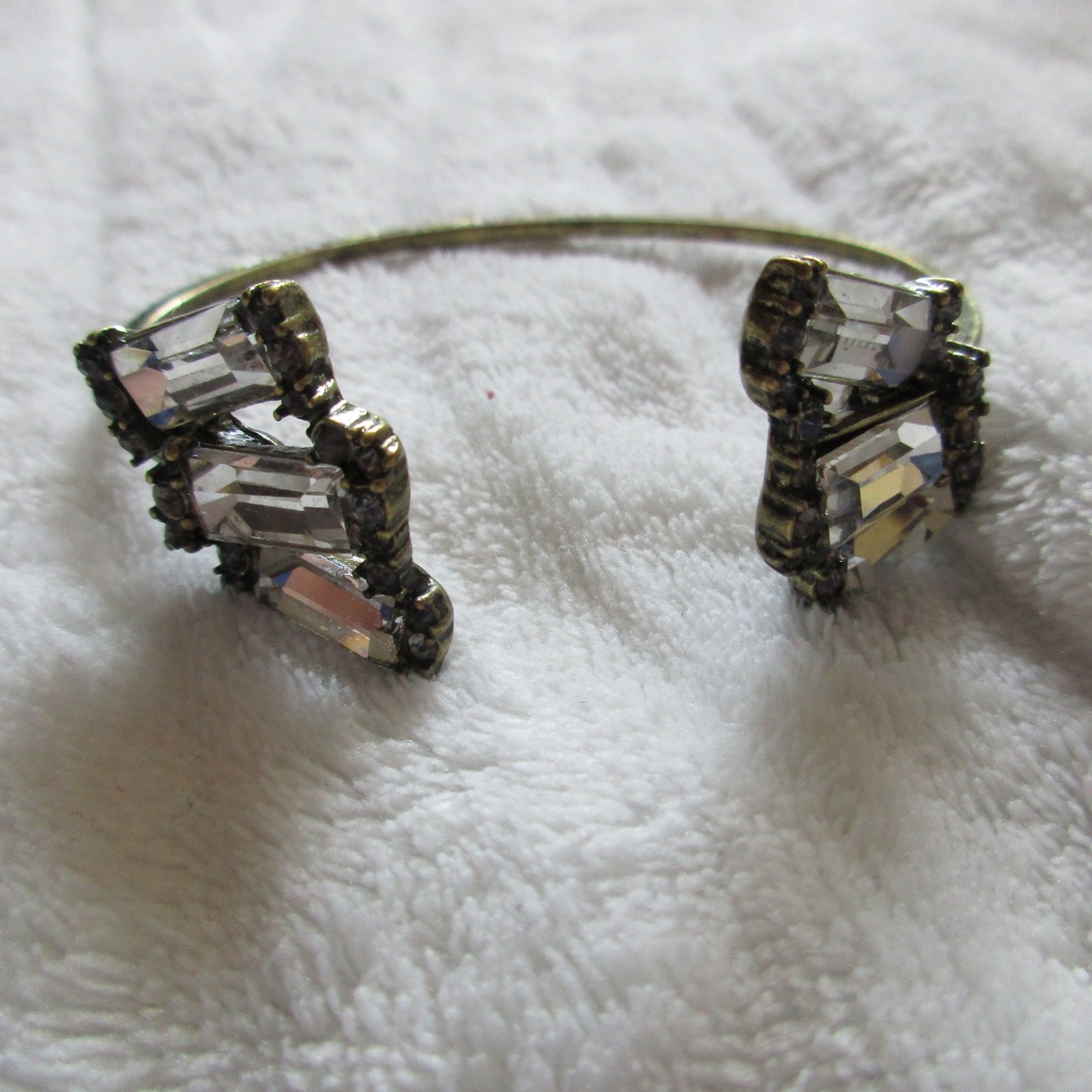 GoldToned Bracelet With Clear Gems